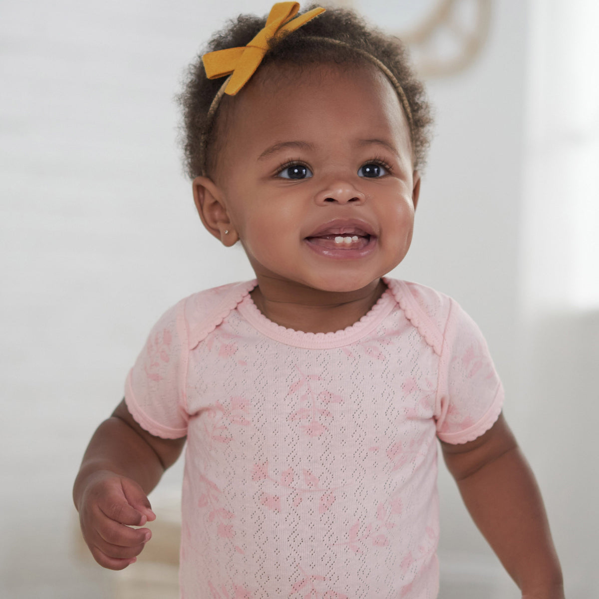3-Pack Baby Girls Vintage Floral Short Sleeve Bodysuits, lifestyle photo 4