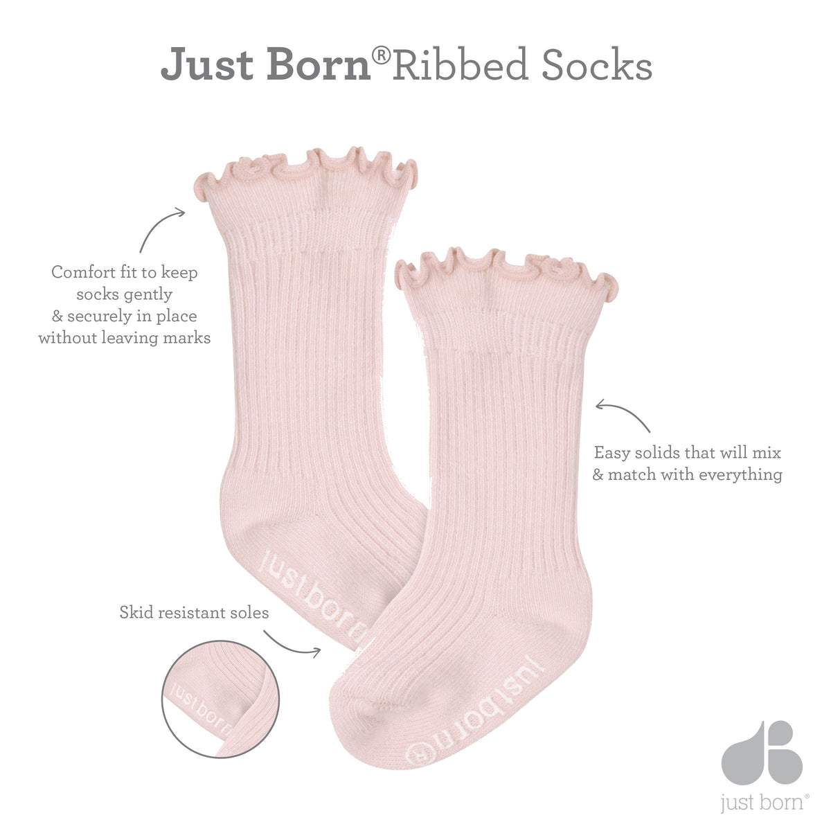 6-Pack Baby Girls Dusty Pink Socks-Gerber Childrenswear Wholesale