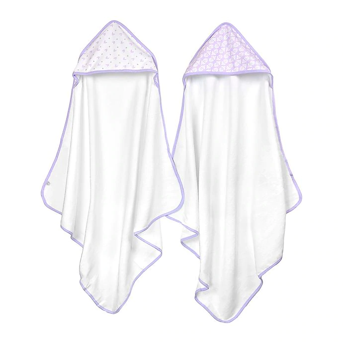 2-Pack Baby Girls Lilac Hooded Towels
