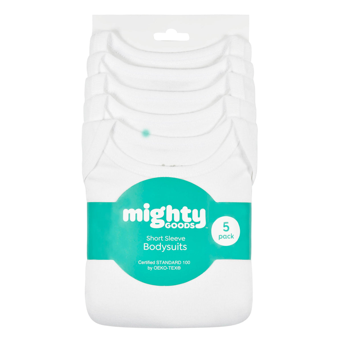 5-Pack Baby Neutral White Short Sleeve Bodysuits, additional view 1