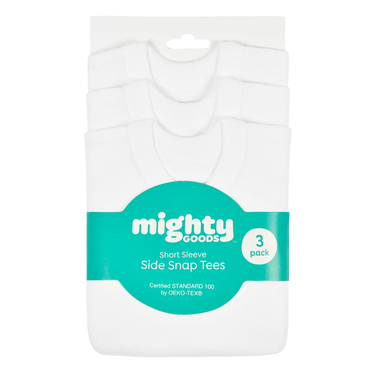 3-Pack Baby Neutral White Short Sleeve Side Snap Tee, additional view 1
