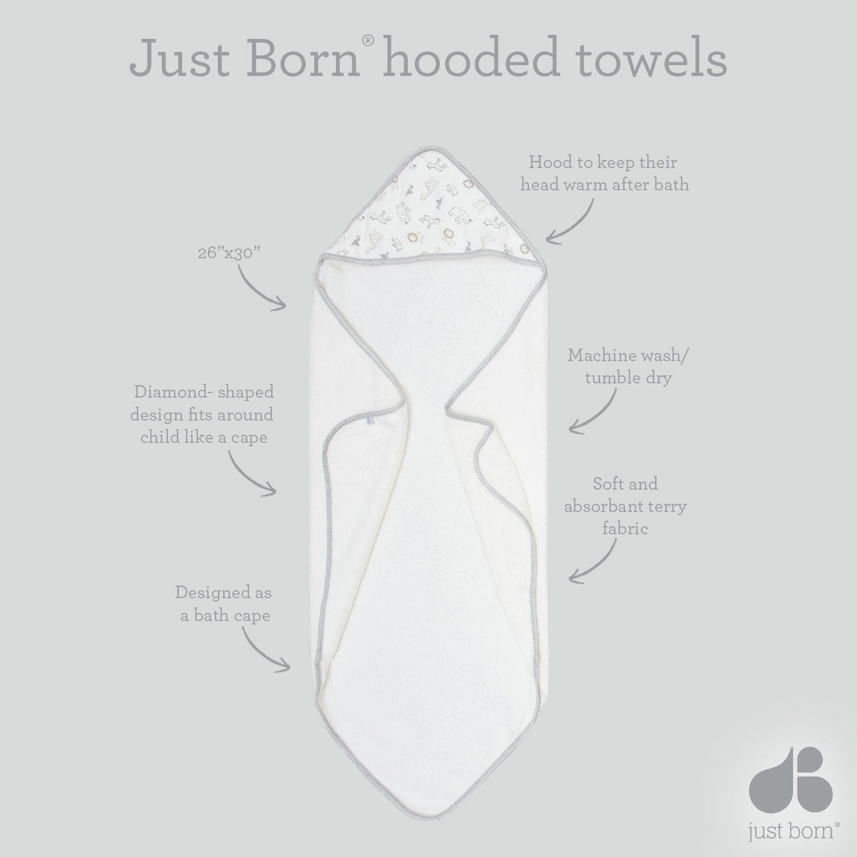 2-Pack Baby Girls Lilac Hooded Towels, view 3