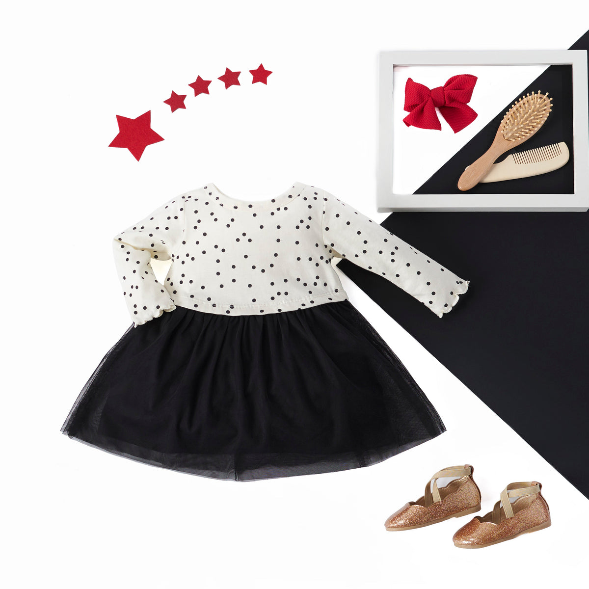 Toddler Girls Dotted Tulle Dress, view 3