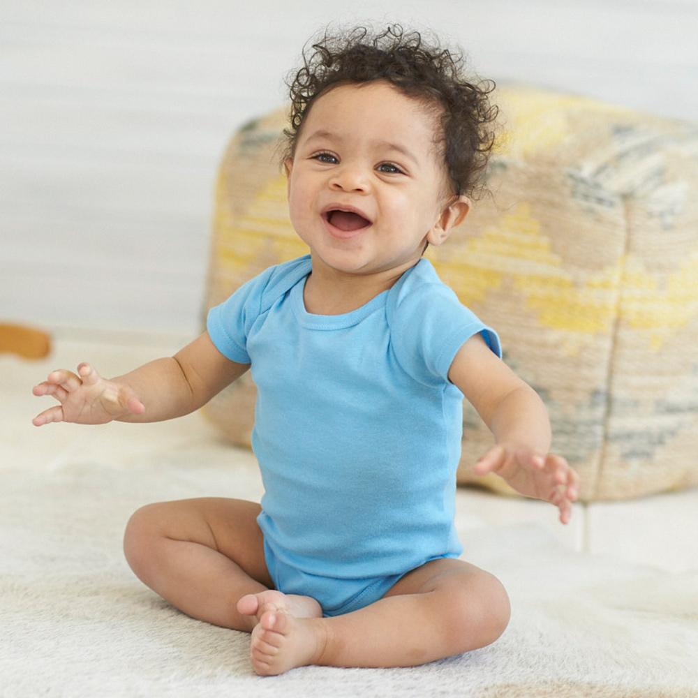 5-Pack Blue Short Sleeve Onesies Bodysuits, view 2
