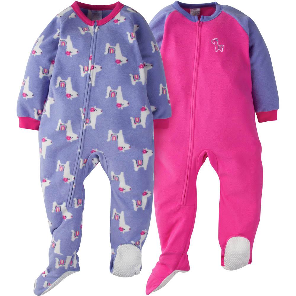 2-Pack Toddler Girl Purple Llama Blanket Sleepers