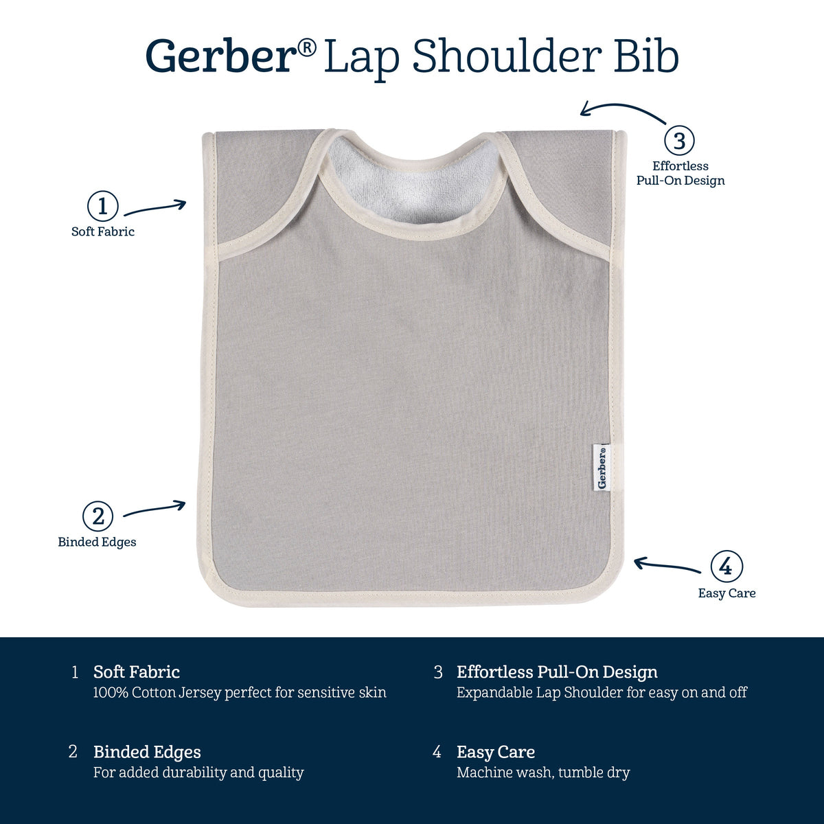 8-Pack Baby Neutral Multi Grey Yellow Lap Shoulder Bibs, view 12