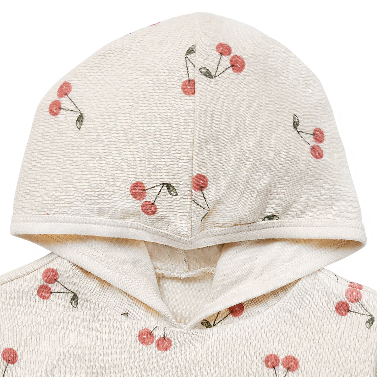 Baby Beige Cherries Short Sleeve Hooded Top, view 4