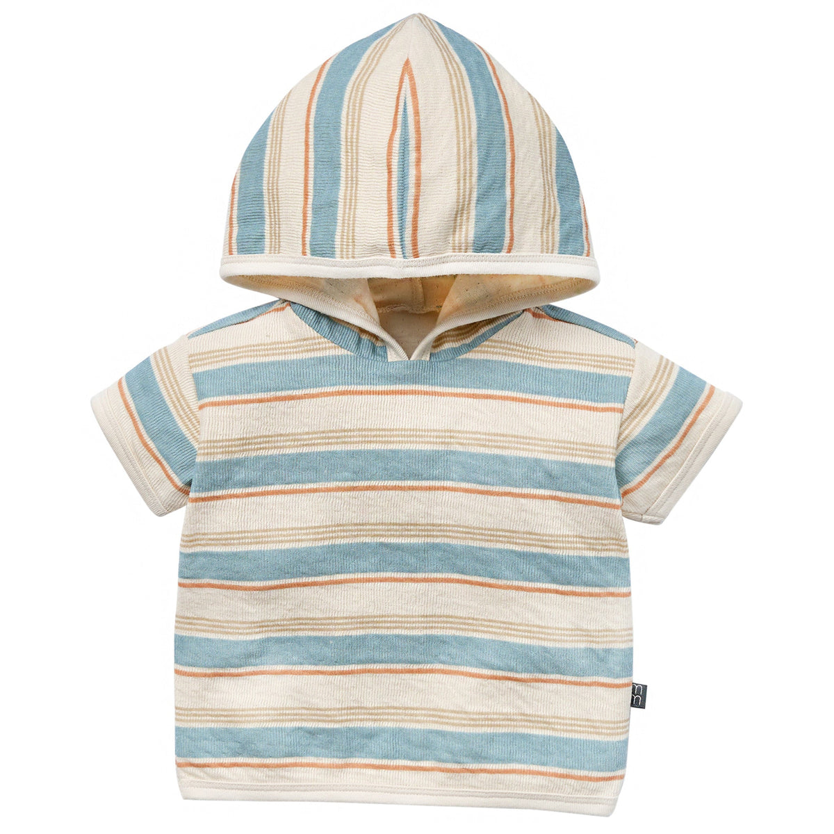 Baby Boys Beige Stripe Short Sleeve Hooded Top