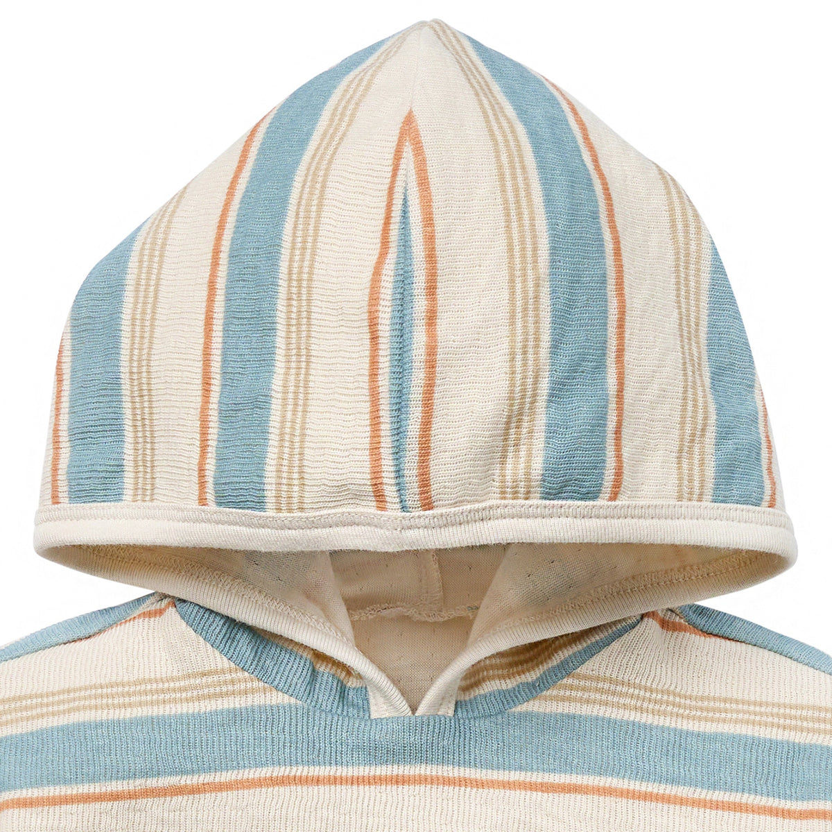 Baby Boys Beige Stripe Short Sleeve Hooded Top, view 2
