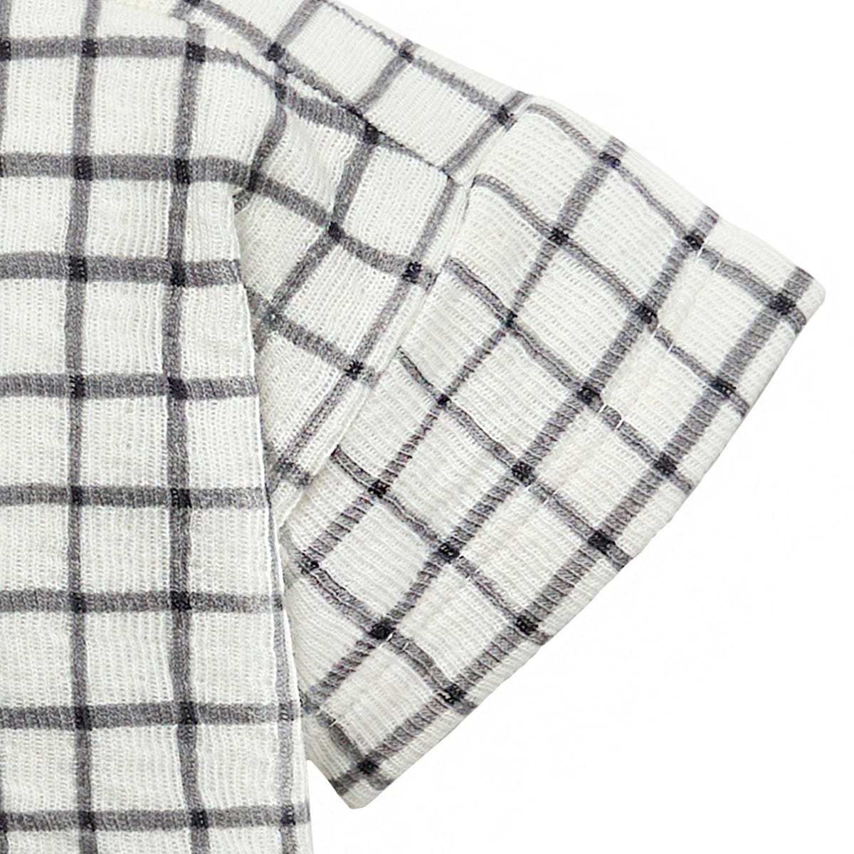 Baby Boys Dk Grey Plaid Henley Drop Shoulder Top, view 6