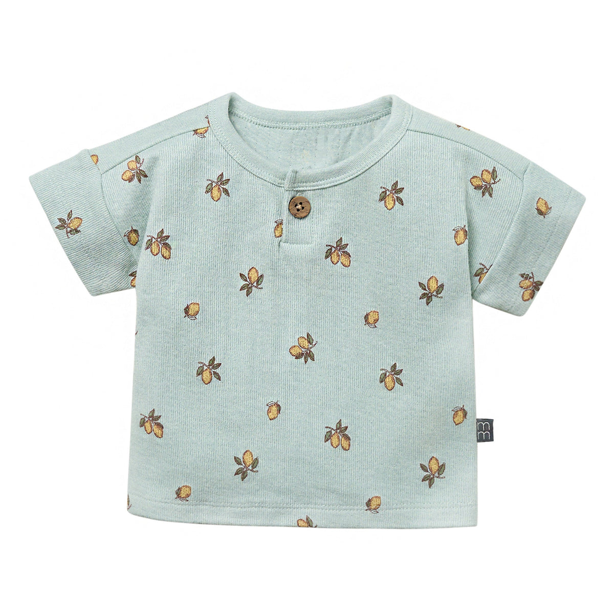 Baby Boys Lt Sky Lemon Henley Drop Shoulder Top