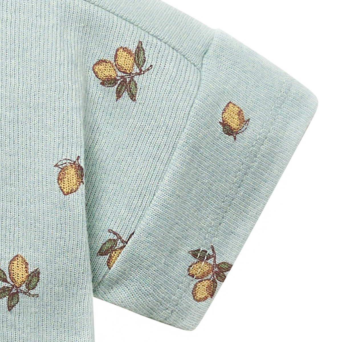 Baby Boys Lt Sky Lemon Henley Drop Shoulder Top, view 3