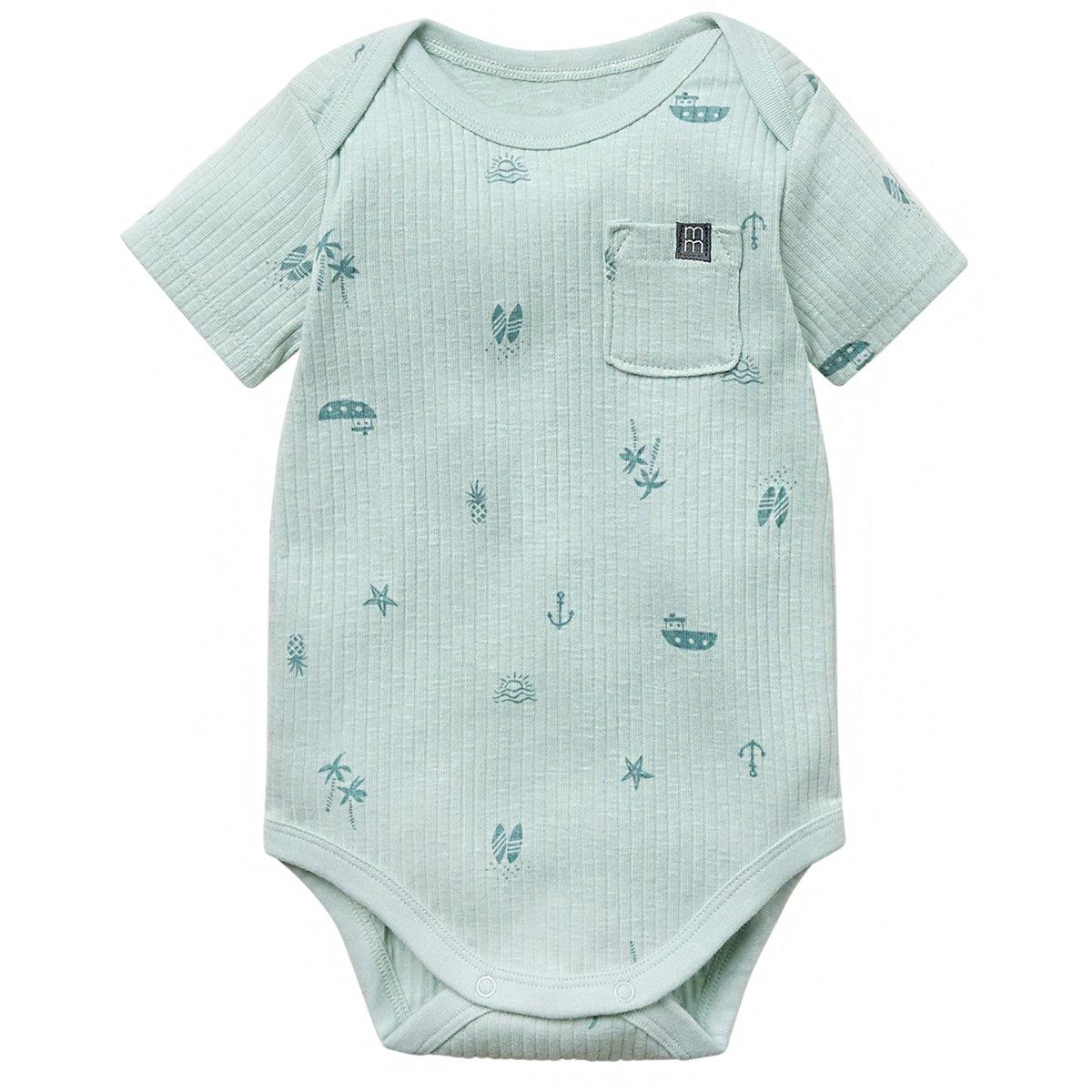 Baby Boys Lt Sky Summer Sea Short Sleeve Bodysuit