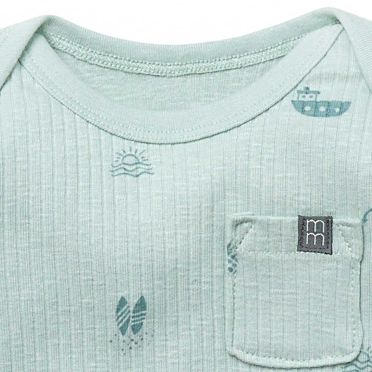 Baby Boys Lt Sky Summer Sea Short Sleeve Bodysuit, view 2