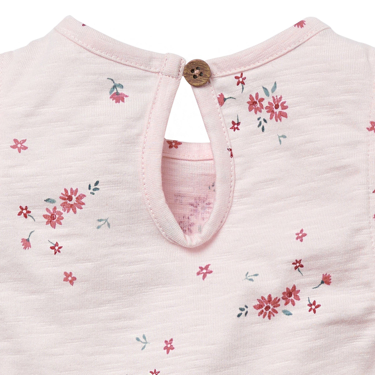 Baby Girls Lt Pink Floral Ruffle Sleeve Top, view 9