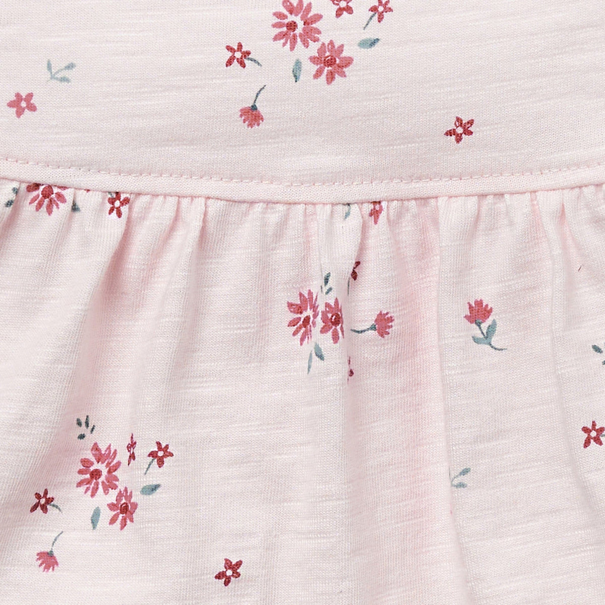 Baby Girls Lt Pink Floral Ruffle Sleeve Top, view 7