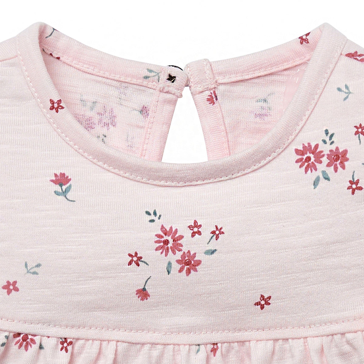Baby Girls Lt Pink Floral Ruffle Sleeve Top, view 5
