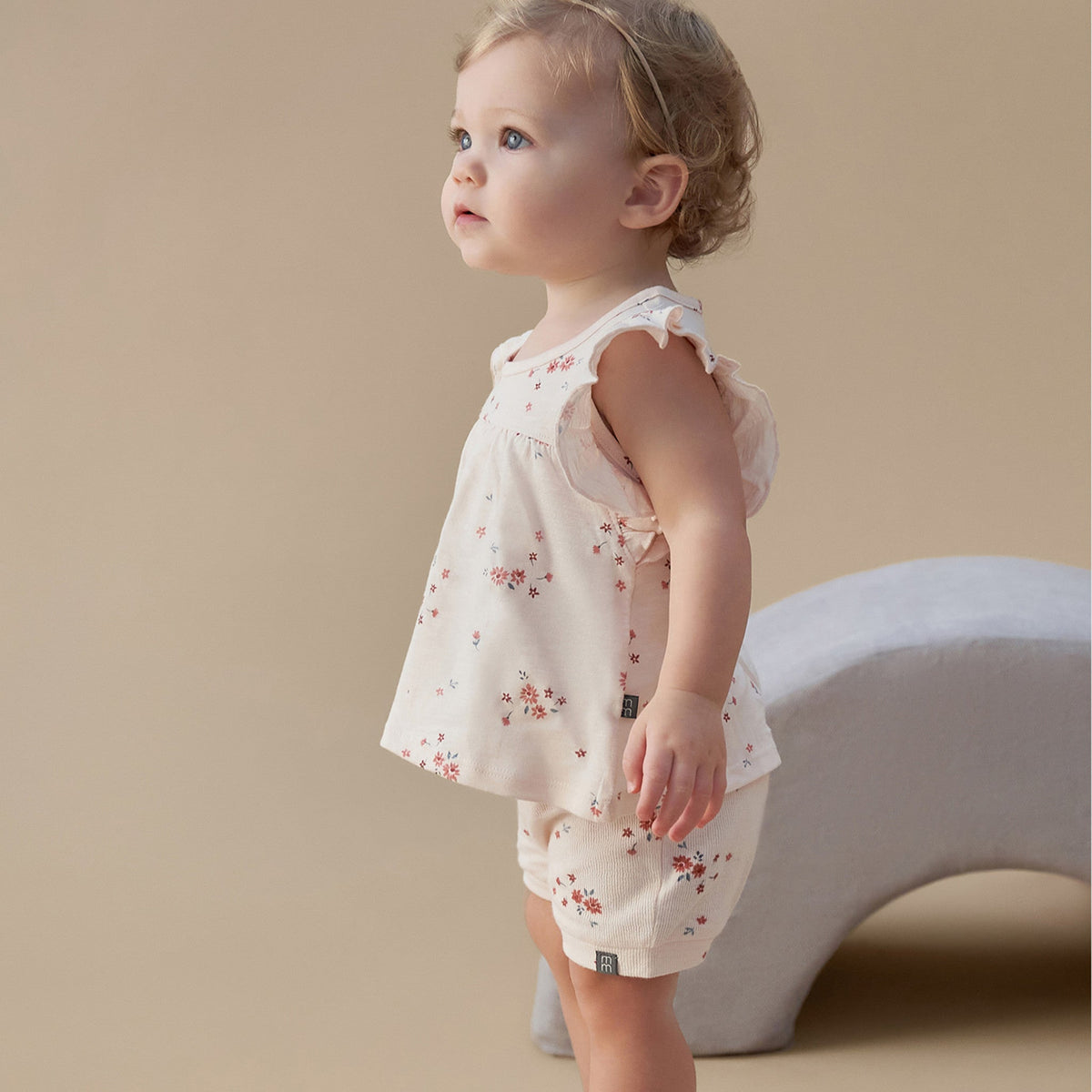 Baby Girls Lt Rose Bouquet Harem Shorts, view 2