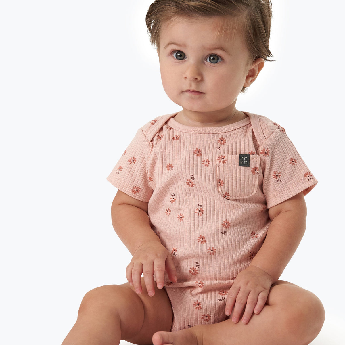 Baby Girls Rose Flower Short Sleeve Bodysuit, view 2