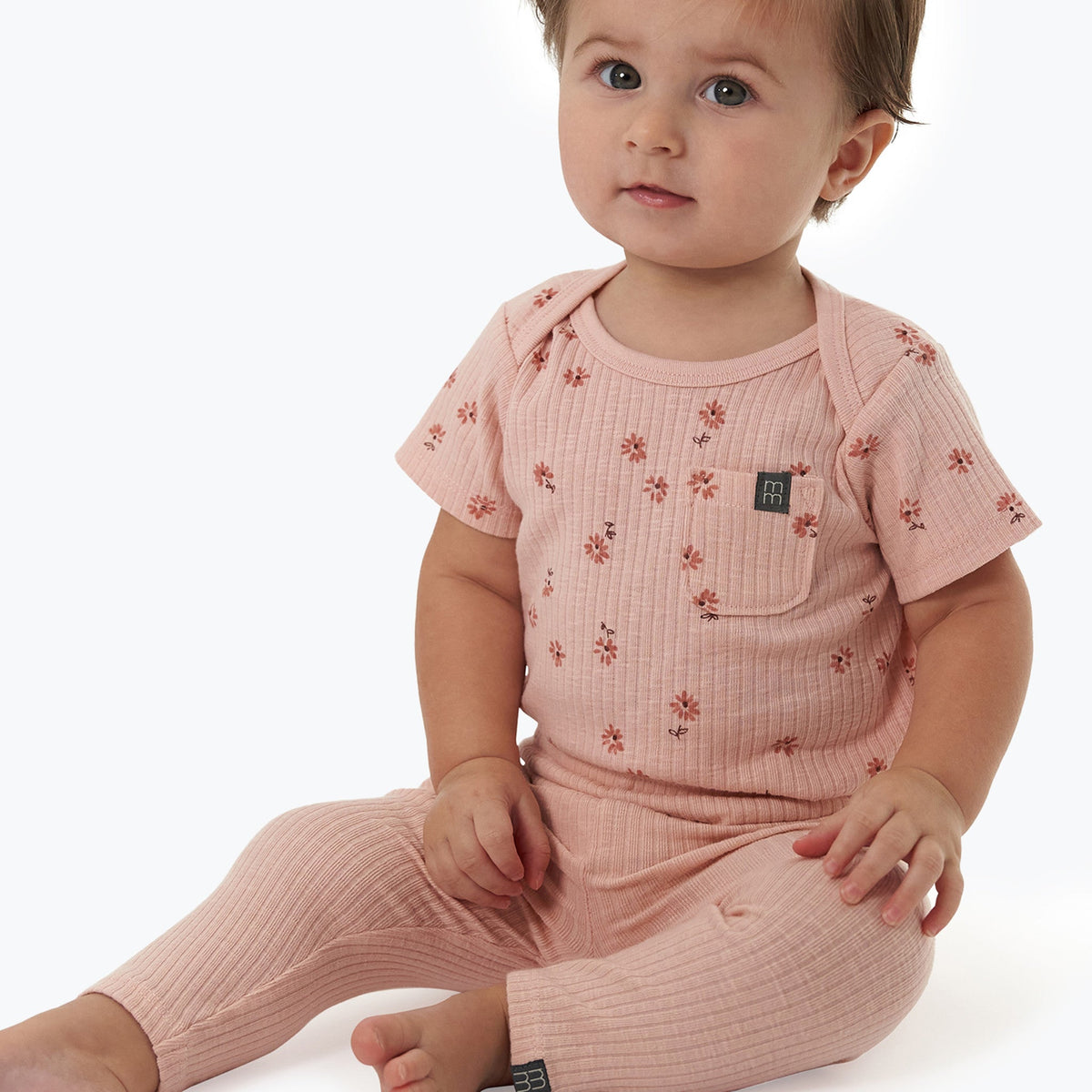 Baby Girls Rose Flower Short Sleeve Bodysuit, view 3