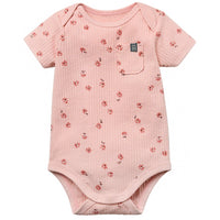 Baby Girls Rose Flower Short Sleeve Bodysuit