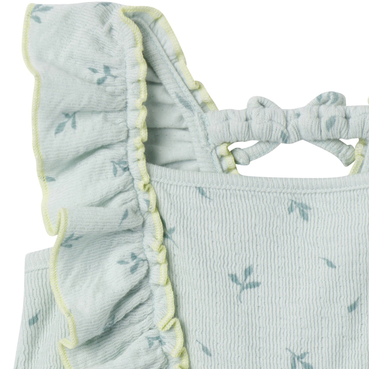 Baby Girls Sky Leaves Ruffles Long Leg Romper-Gerber Childrenswear Wholesale
