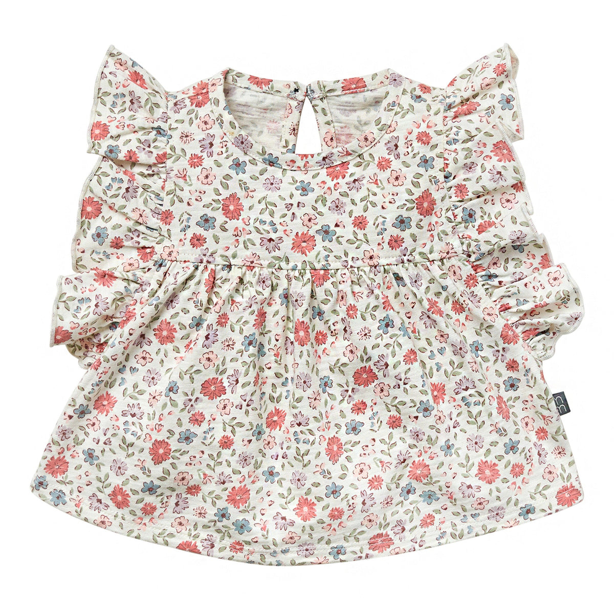 Baby Girls Vanilla Garden Ruffle Sleeve Top