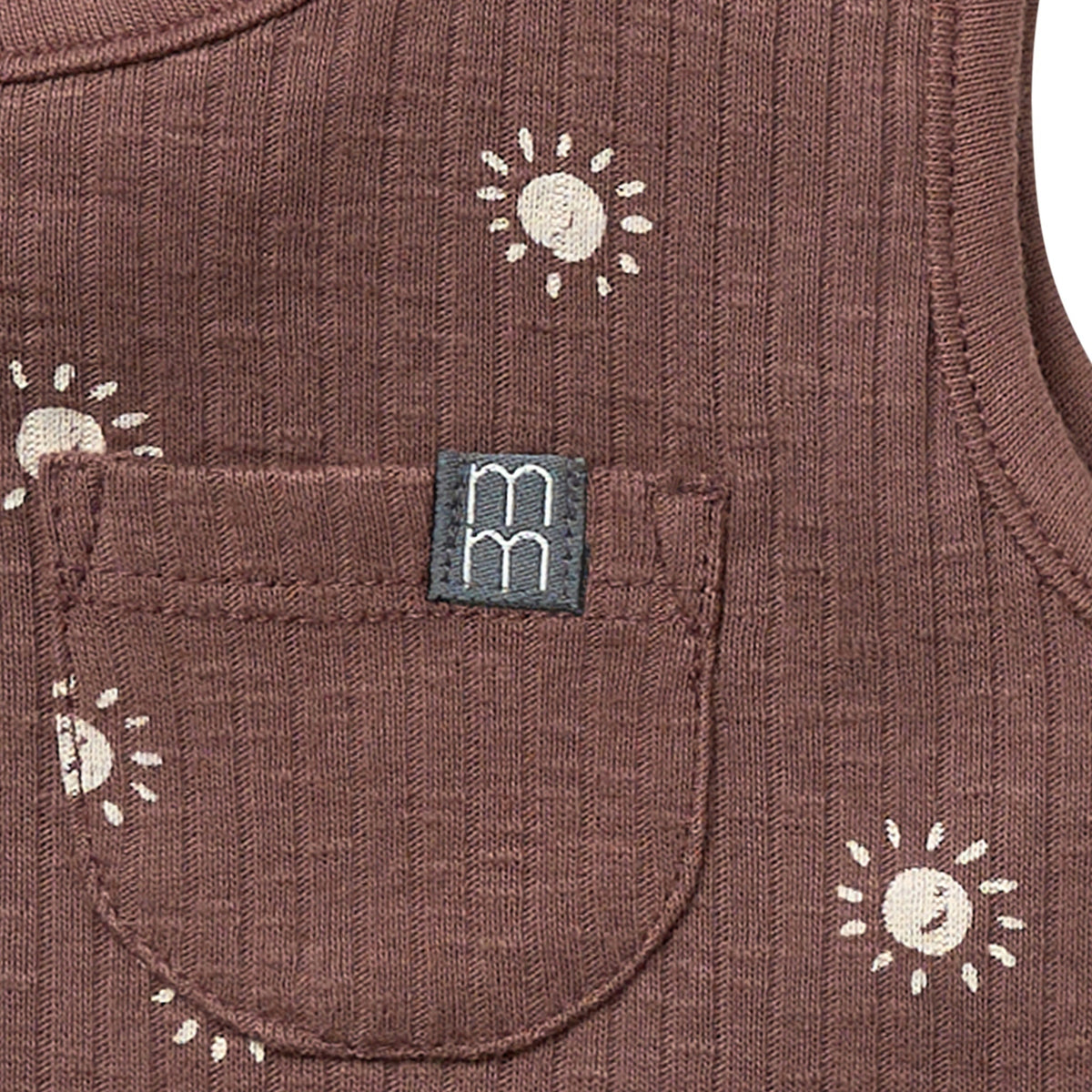 Baby Neutral Brown Suns Tank Top With Pocket, view 4