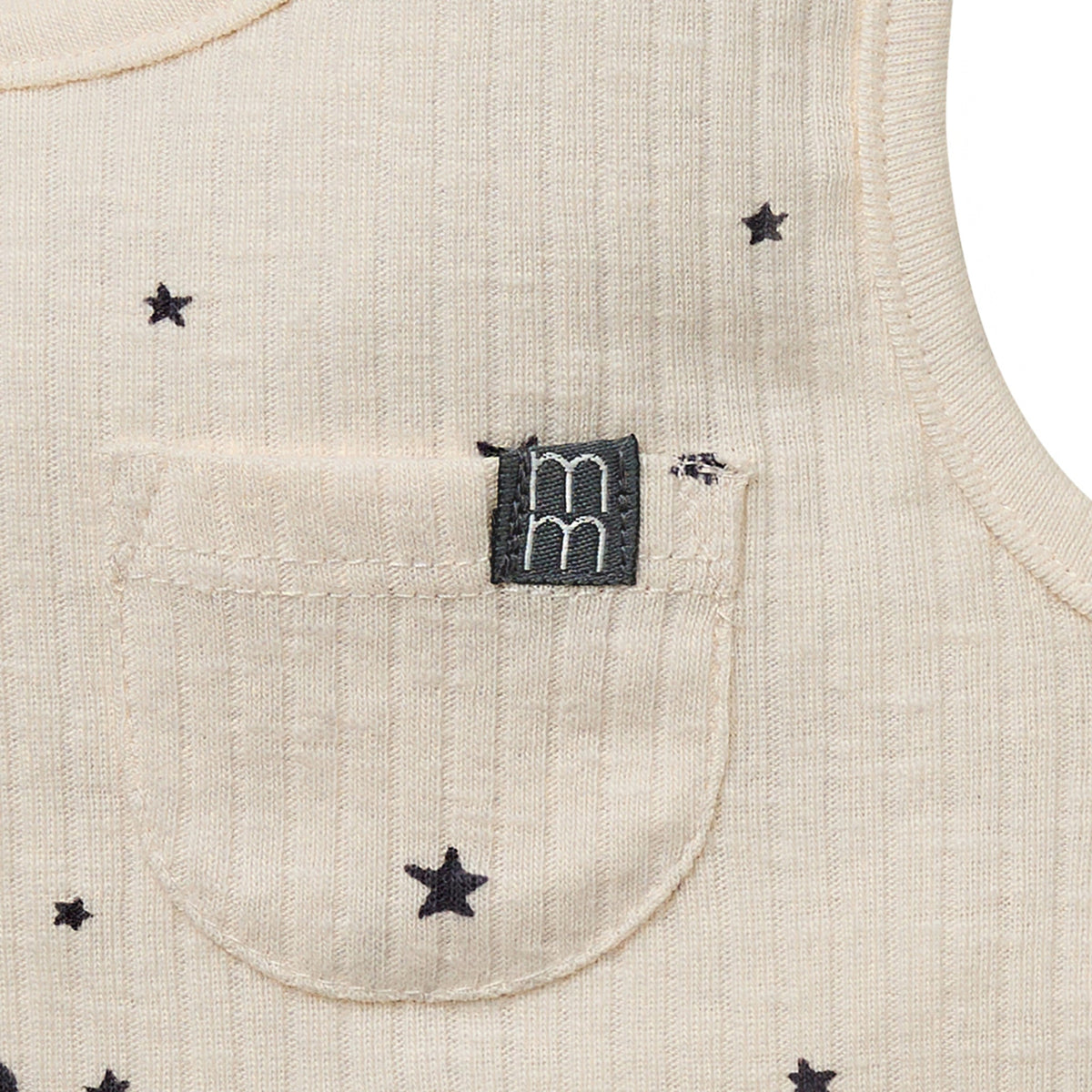 Baby Neutral Lt Beige Moon Stars Tank Top With Pocket, view 6