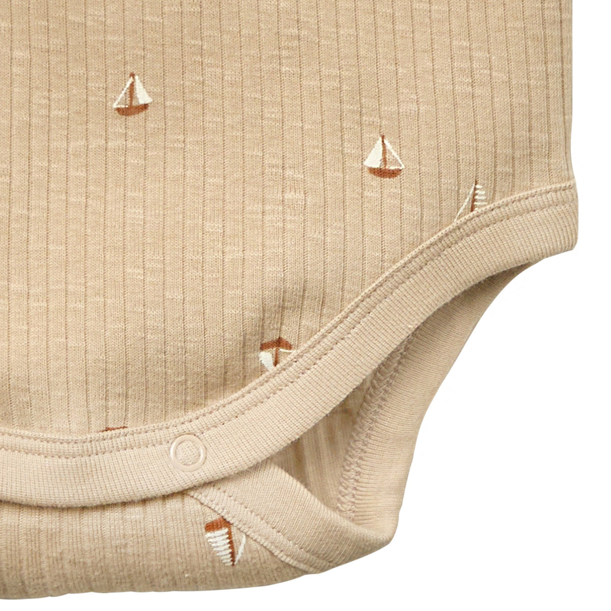 Baby Neutral Lt Tan Sail Boat Short Sleeve Bodysuit, view 4