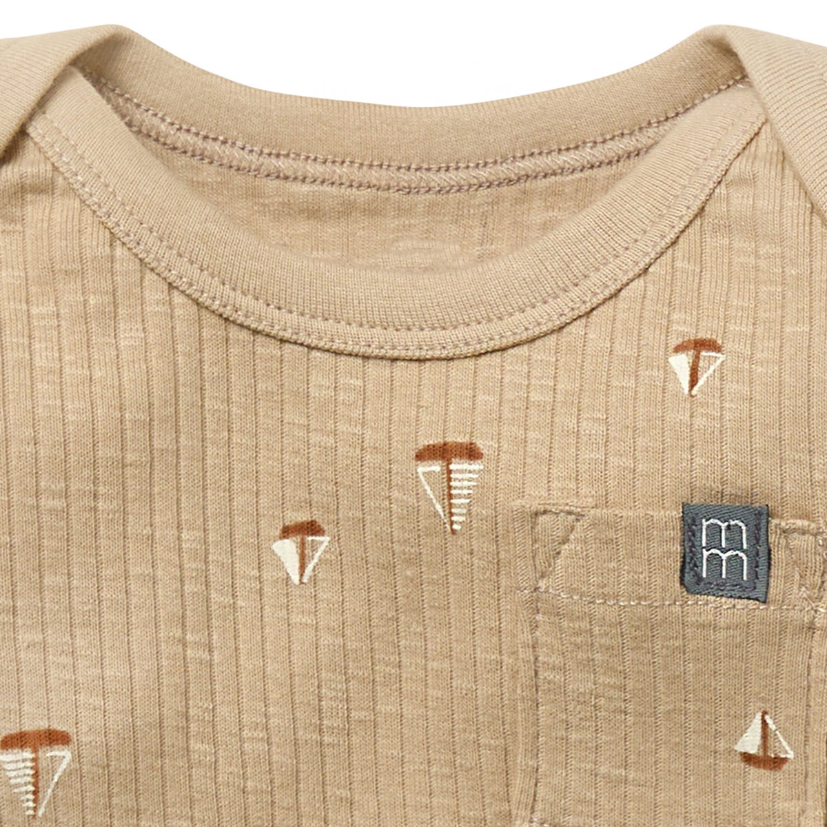 Baby Neutral Lt Tan Sail Boat Short Sleeve Bodysuit, view 2