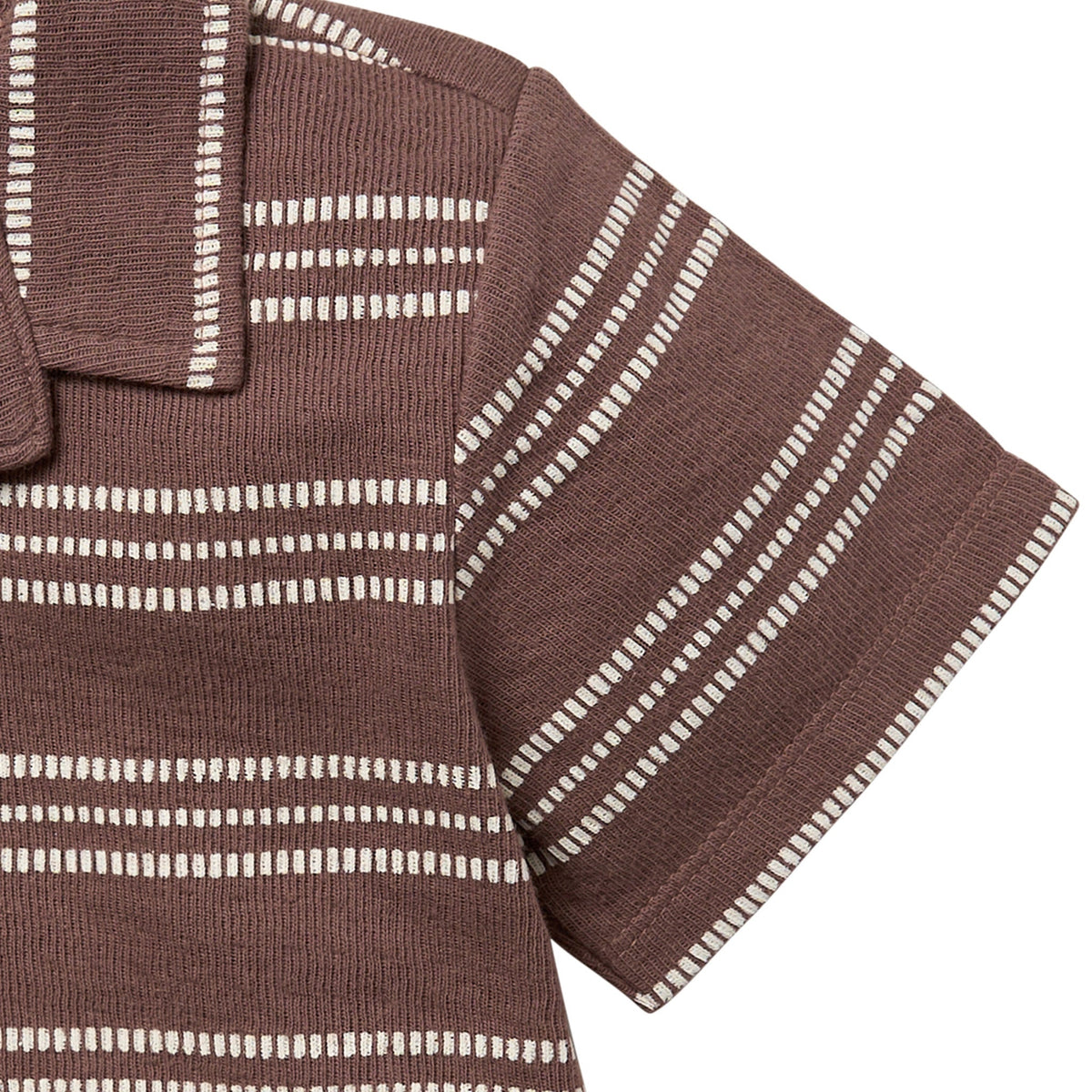 Infant & Toddler Boys Brown Collar Top, view 3