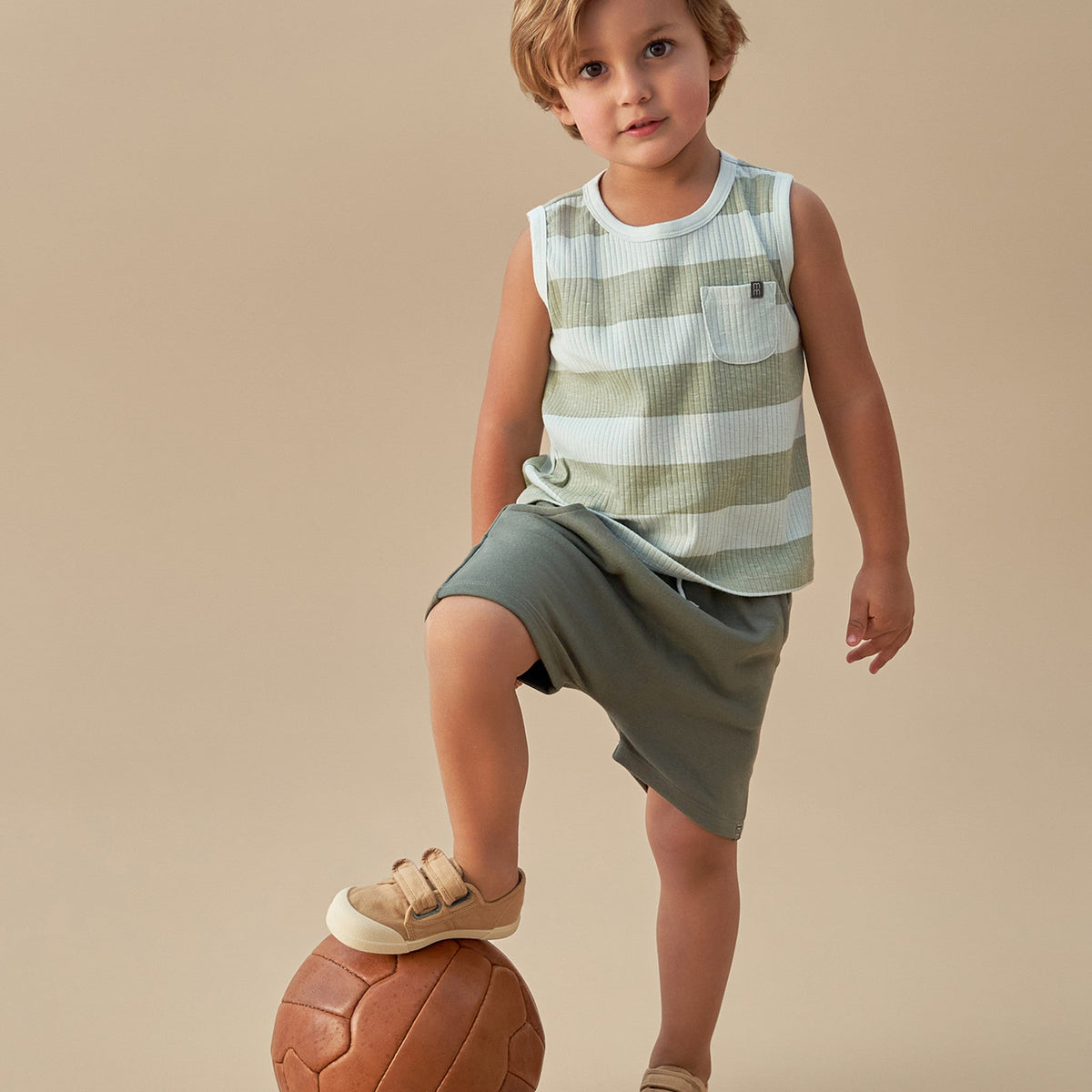 Infant & Toddler Boys Dark Green Harem Shorts, view 2