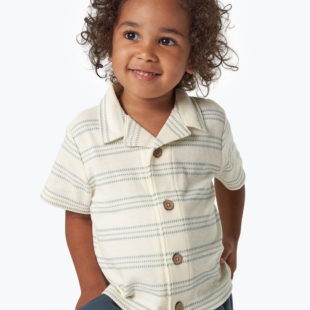 Infant & Toddler Boys Ivory Collar Top, view 2