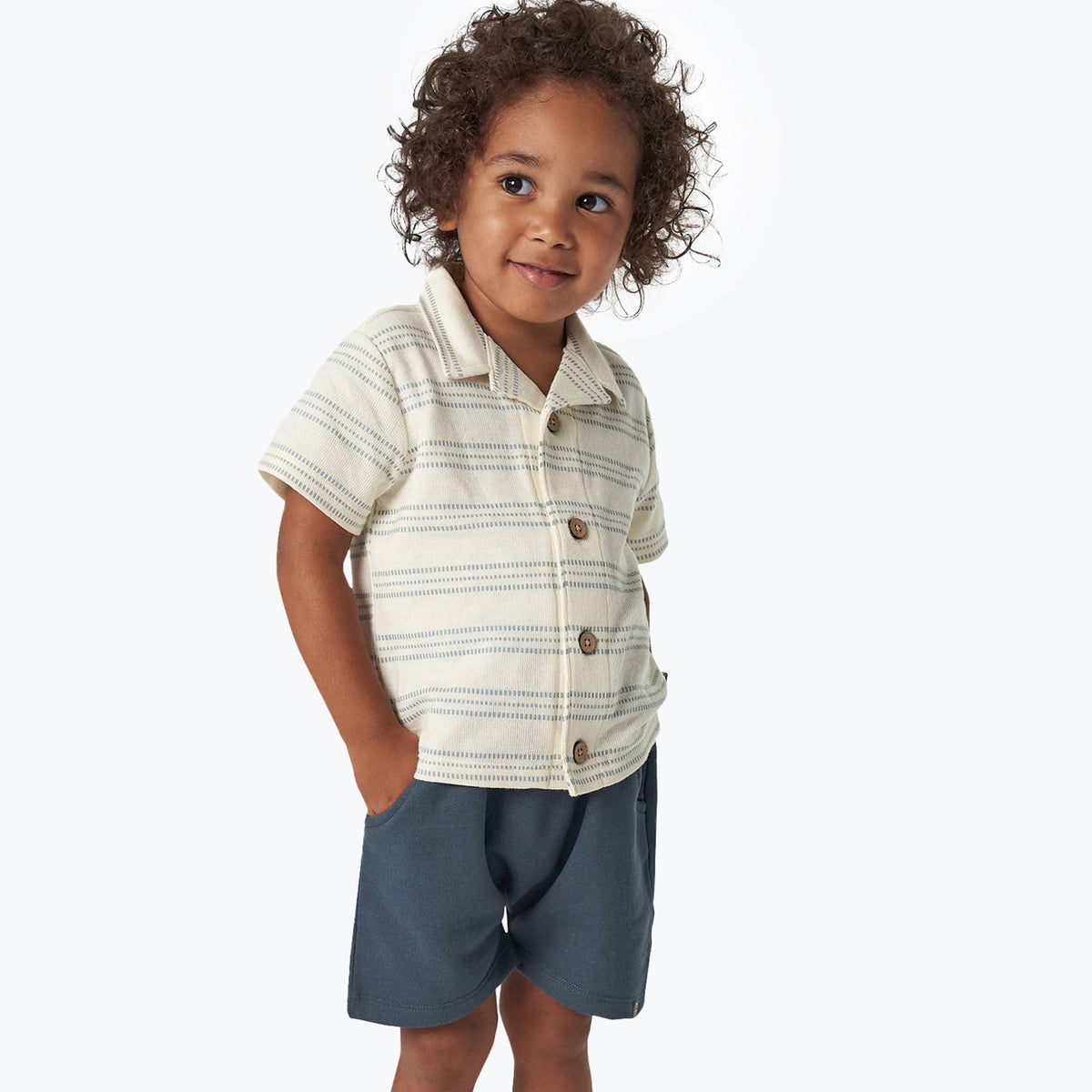 Infant & Toddler Boys Ivory Collar Top, view 3