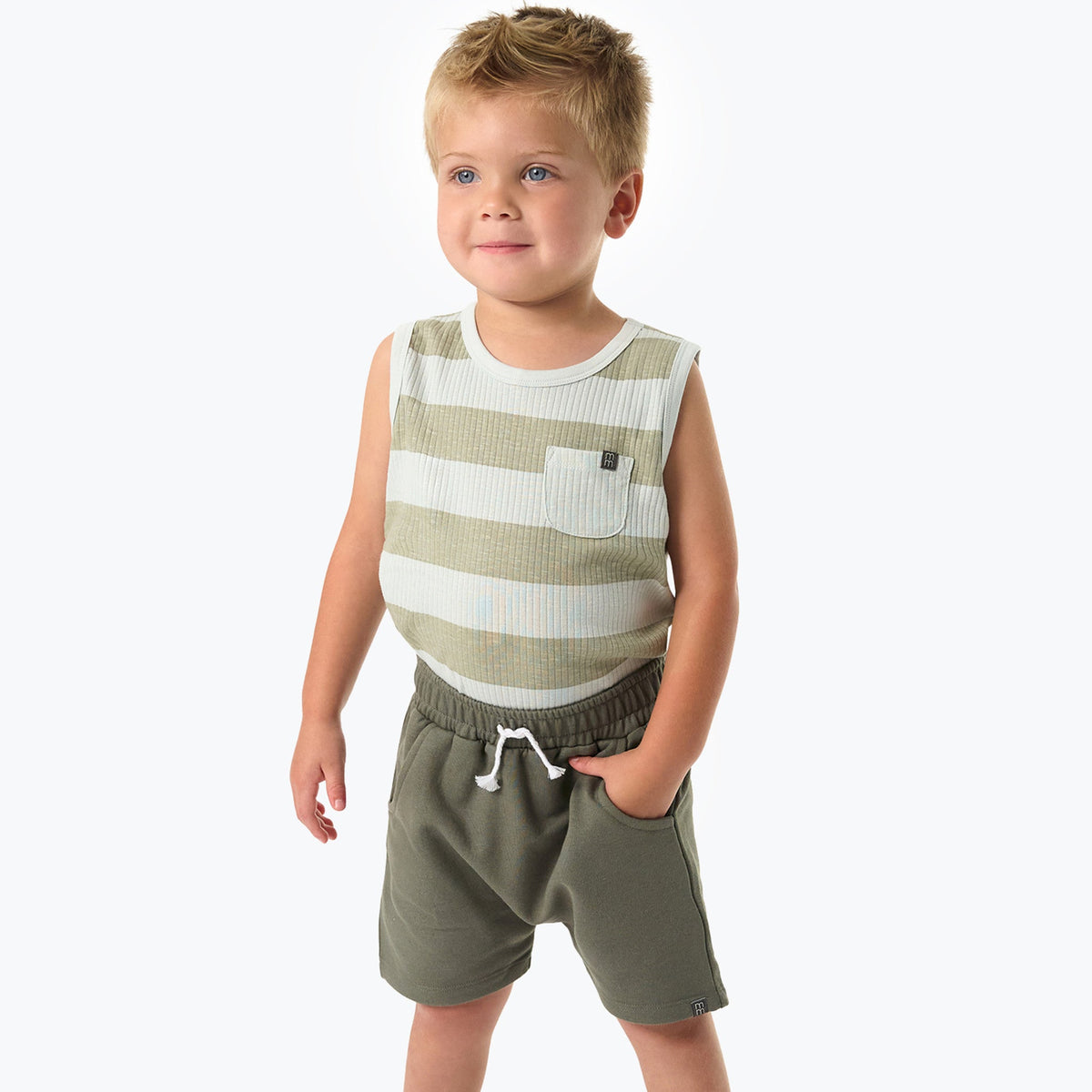 Infant & Toddler Boys Light Sky Stripe Tank Top, view 2