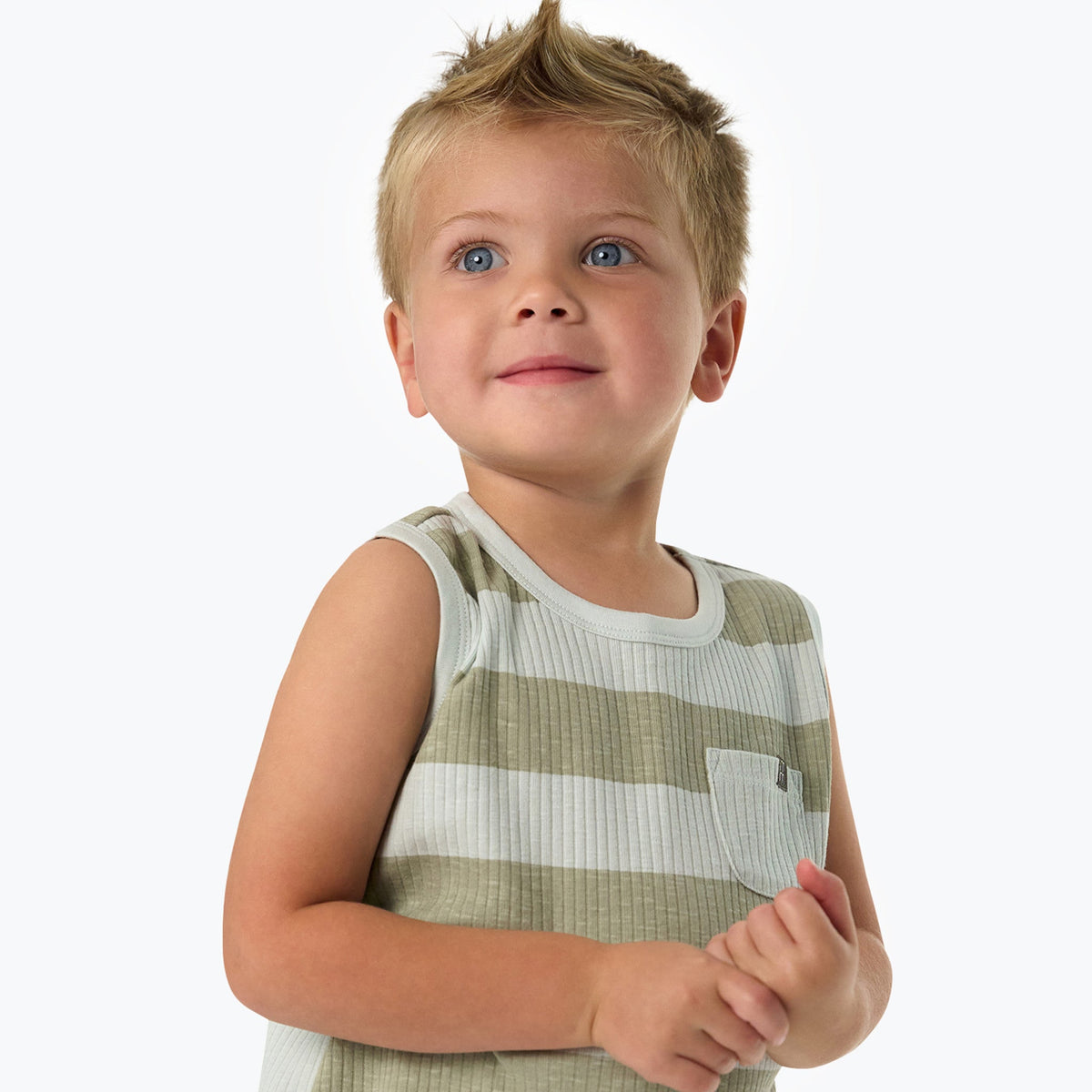 Infant & Toddler Boys Light Sky Stripe Tank Top, view 3