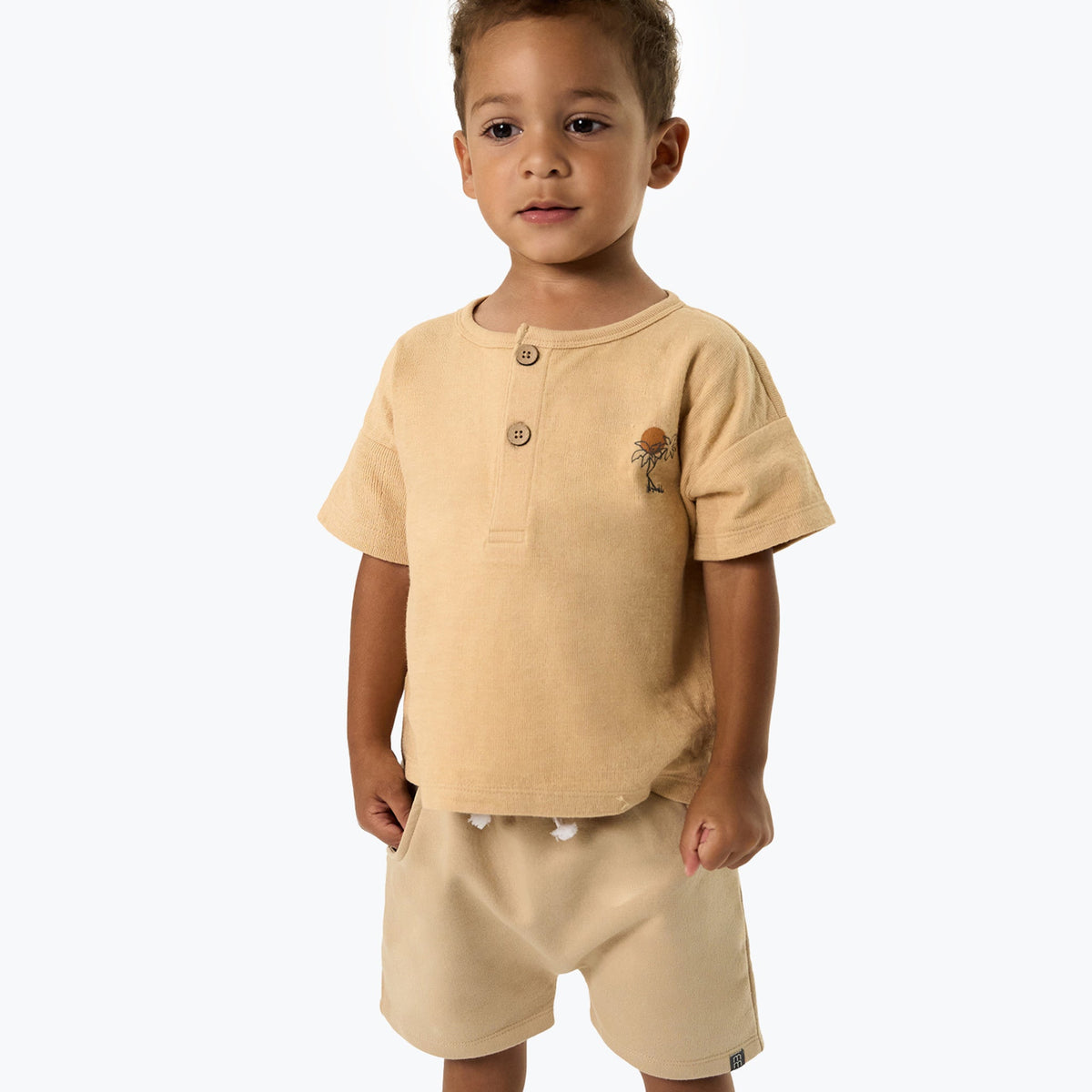 Infant & Toddler Boys Light Tan Harem Shorts, view 2