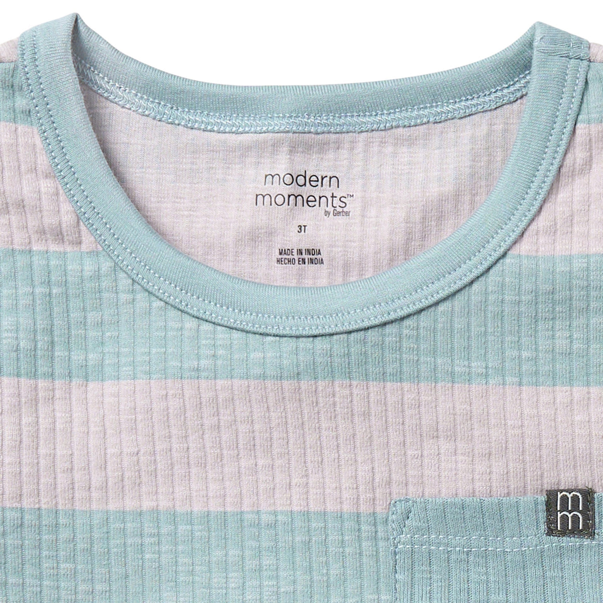 Infant & Toddler Boys Medium Teal Stripe Tank Top, view 2