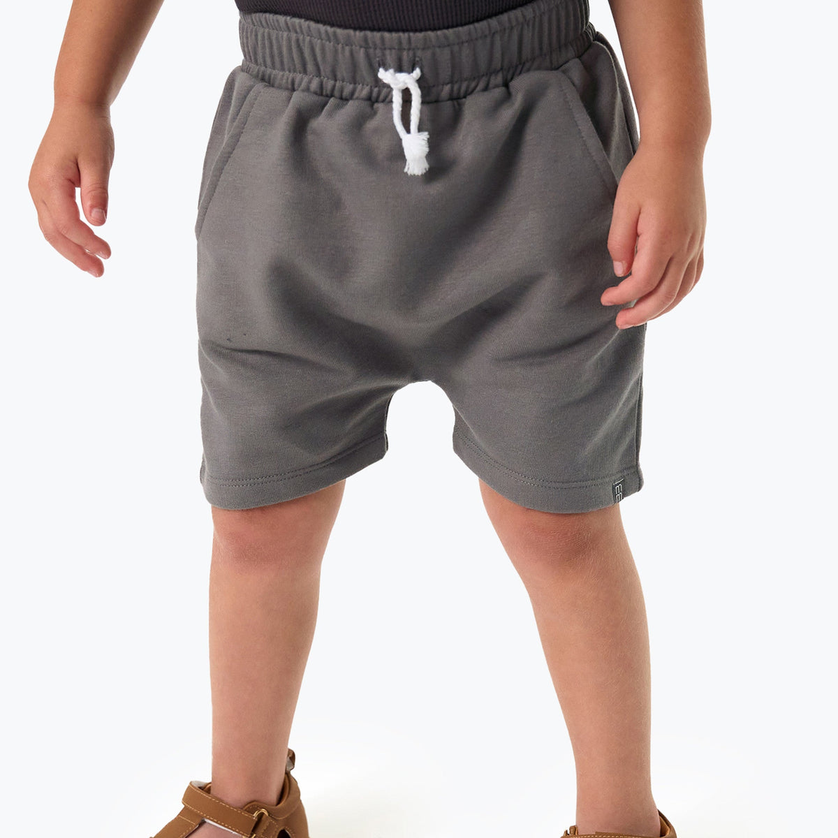 Infant & Toddler Boys Medium Grey Harem Shorts, view 3