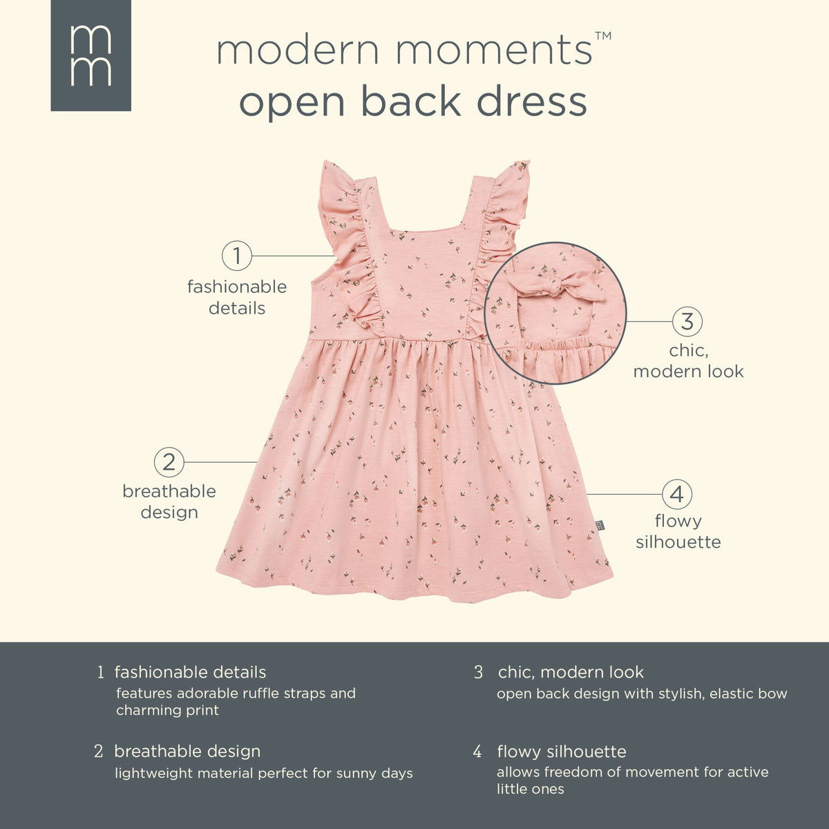 Infant & Toddler Girls Rose Tulips Bow Back Dress-Gerber Childrenswear Wholesale