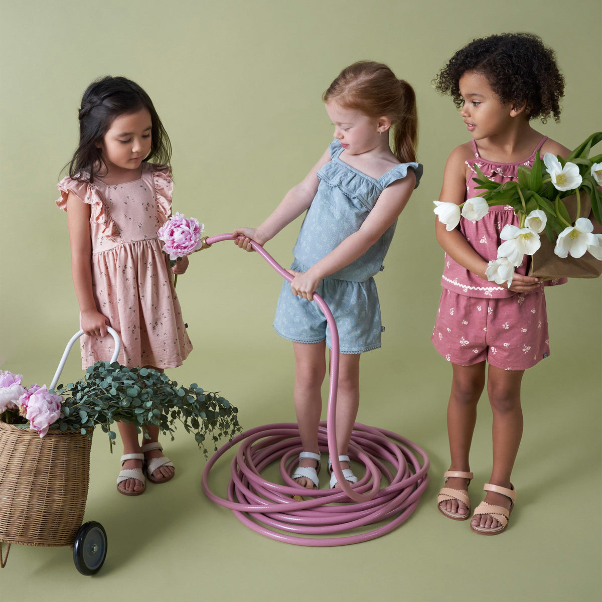 Infant & Toddler Girls Rose Tulips Bow Back Dress-Gerber Childrenswear Wholesale