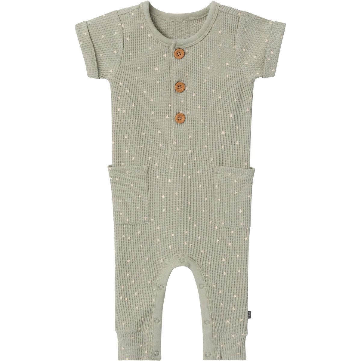 Baby Boys Medium Green Triangles Short Sleeve Long Leg Romper-Gerber Childrenswear Wholesale