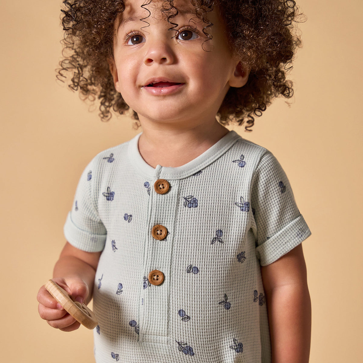 Baby Girls Light Sky Blueberry Short Sleeve Long Leg Romper-Gerber Childrenswear Wholesale