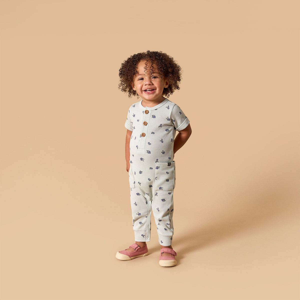 Baby Girls Light Sky Blueberry Short Sleeve Long Leg Romper-Gerber Childrenswear Wholesale