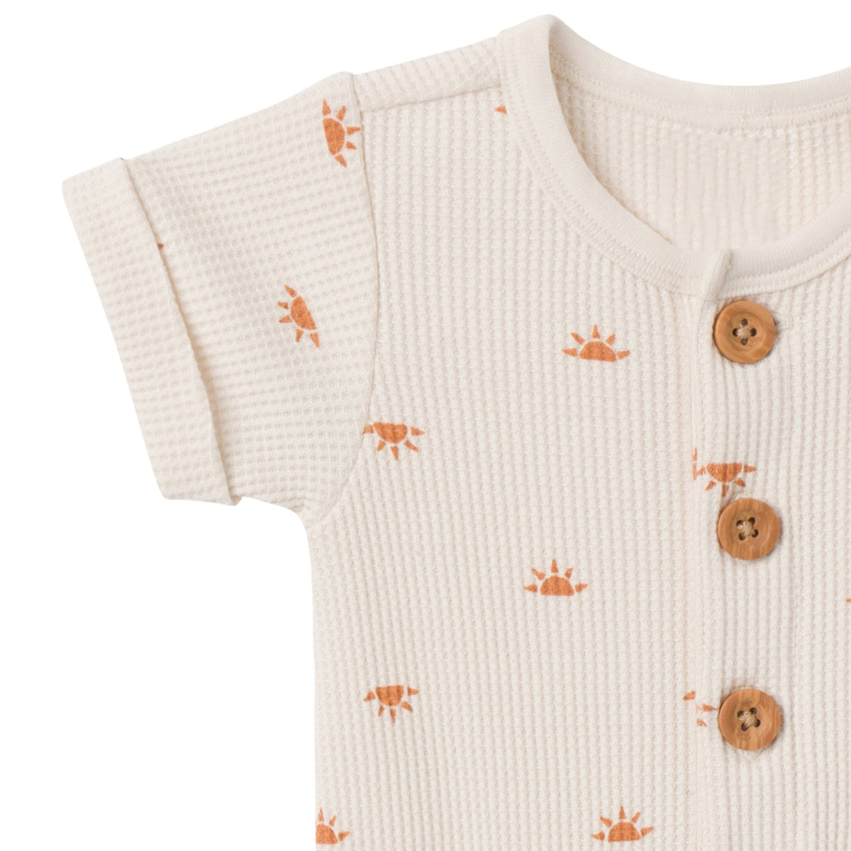 Baby Neutral Beige Suns Short Sleeve Long Leg Romper-Gerber Childrenswear Wholesale