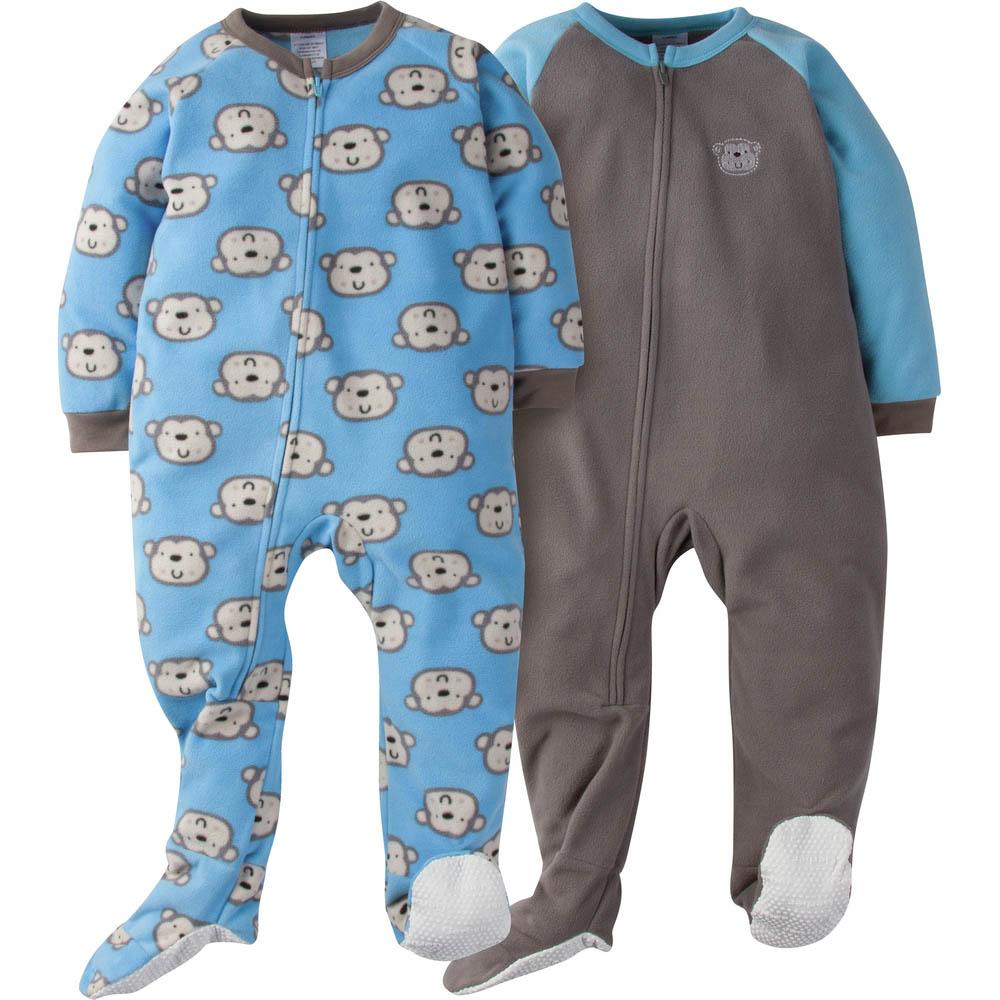 2-Pack Toddler Boy Monkey Blanket Sleepers