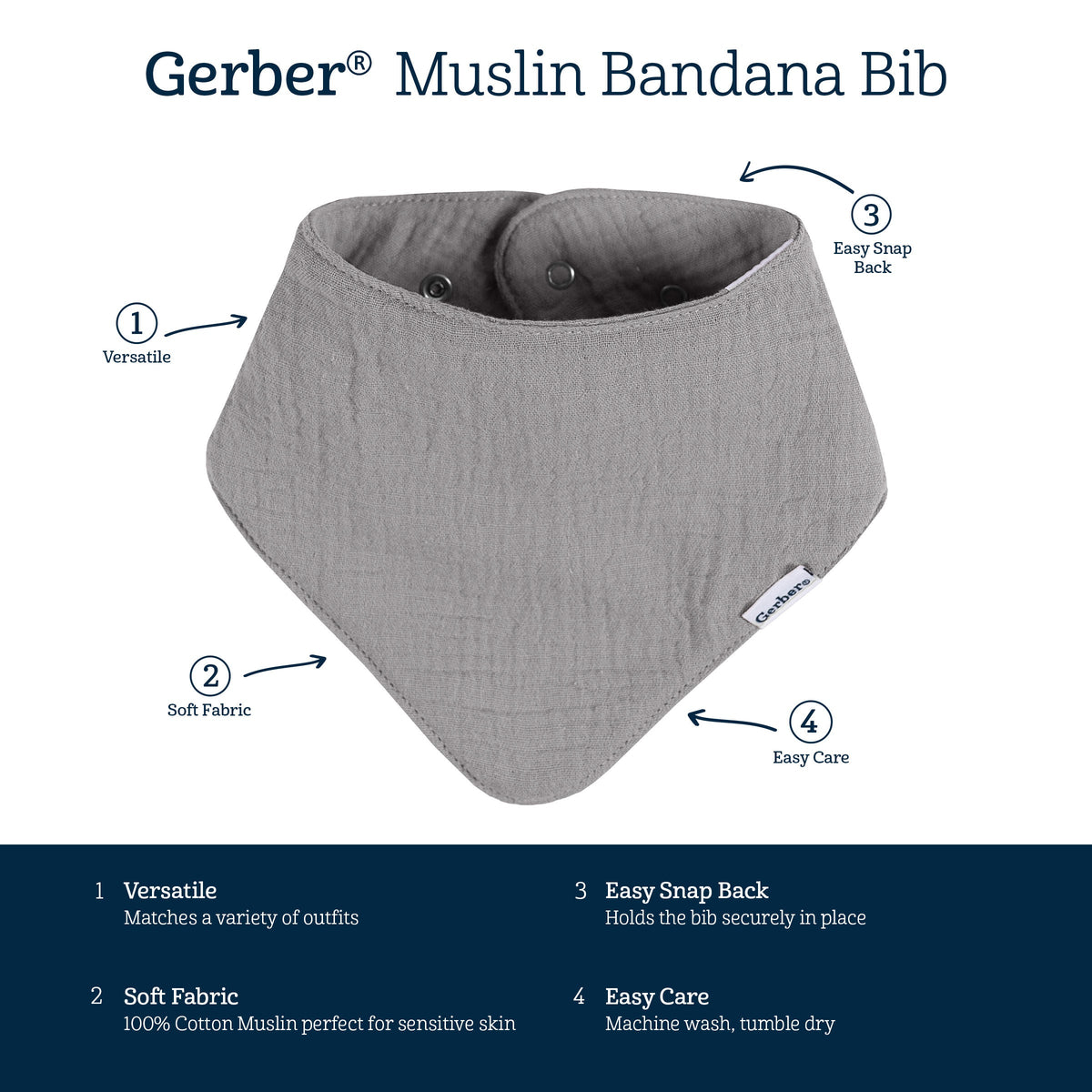 10-Pack Baby Neutral Multi Browns Muslin Bandana Bib, view 14
