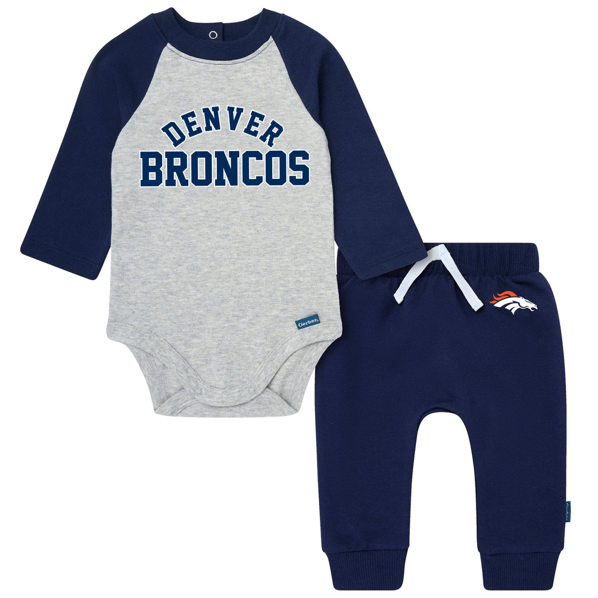 2-Piece Baby Neutral Denver Broncos Bodysuit & Jogger Set-Gerber Childrenswear Wholesale