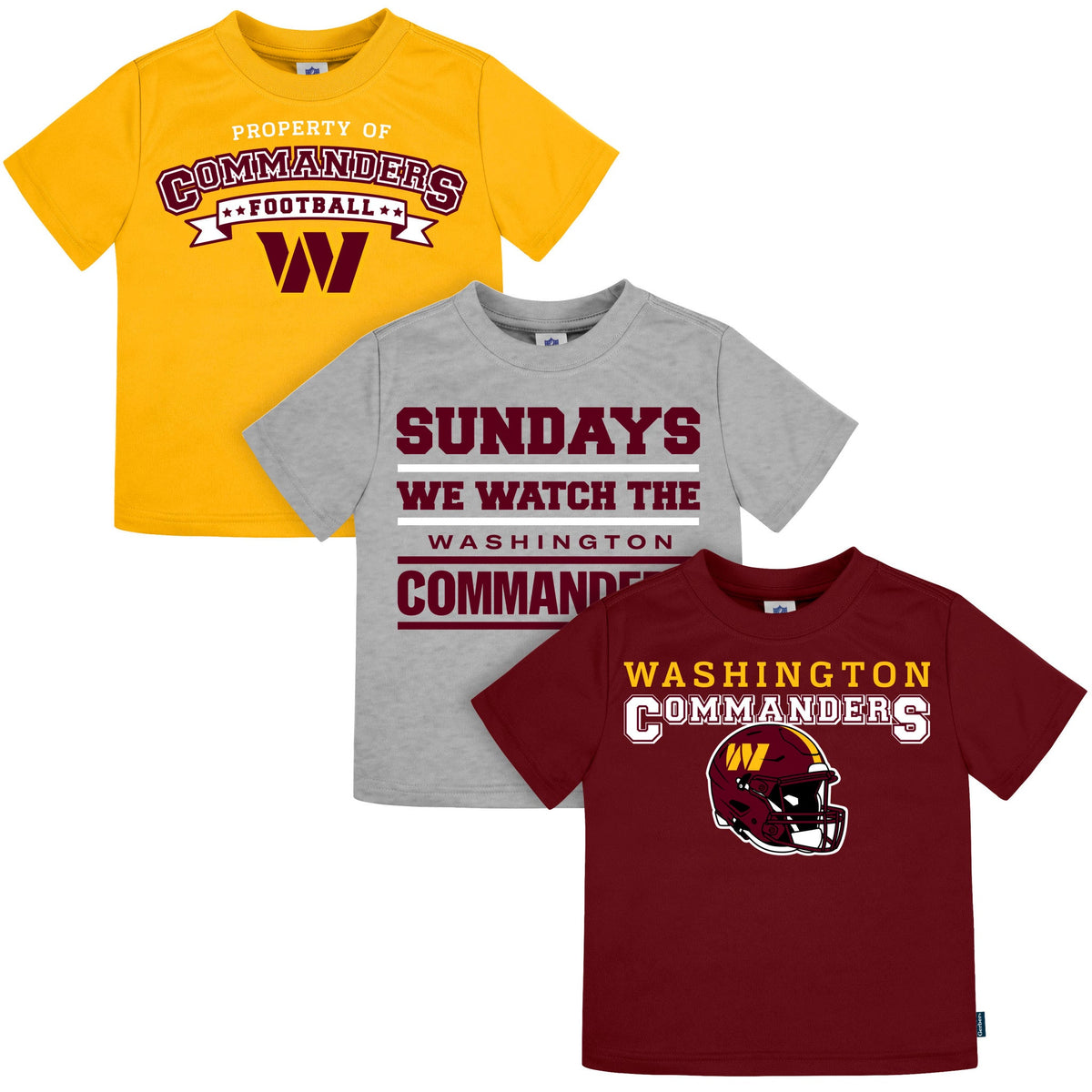 3-Pack Infant & Toddler Neutral Washington Commanders T-Shirts-Gerber Childrenswear Wholesale